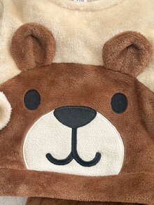 SHEIN Baby Boy Baby Girl Cartoon Pattern Round Neck Long Sleeve Pullover Winter Top Casual Long Pants Home Wear 2-Piece Set,Halloween Fall School Christmas - Brown - View 7