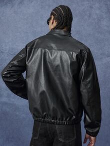 PAVTROS Men's Solid Color Airplane Buckle Casual Daily Long Sleeve Jacket - Black - View 2