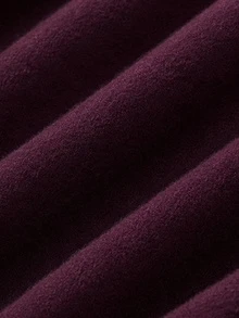 Nöista Burgundy Like Overcoat With Plaid Collar,Button Front,Contrast Pockets And Long Sleeves. Fall,Winter,Office, College,Back To School,Outerwear. - Burgundy - View 12