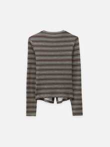 Nöista Striped, Fitted Top Asymmetrical , Fall/Winter,Elegant,Casual,Cute,All-Match,Chic,Comfortable, Practical And Versatile, An Essential Wardrobe Staple.. - Green - View 8