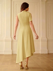 ZEYLAH Women's Solid Color Casual Daily Summer Dress - Mustard Yellow - View 3