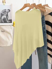 GlowEve CURVE Women's Casual Loose Vacation Style White Poncho Cardigan, Spring/Summer - Yellow - View 2