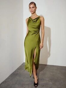 Soir Sept Soir Sept Urban Cowl Neck Backless Dress - Green - View 4