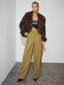 MOTF PREMIUM WOMEN'S SOLID COLOR CASUAL VERSATILE DAILY WEAR WIDE LEG LONG PANTS - Khaki - View 6