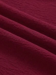 Shapeblank Plus Size Women's Solid Color Round Neck Ruched Pocket Casual Everyday Dress Brunch Formal Burgundy Summer - Burgundy - View 8