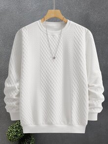 Manfinity Homme Men's Solid Color Crew Neck Casual Daily Wear Long Sleeve Sweatshirt Graduation Holiday White Autumn - White - View 3