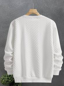Manfinity Homme Men's Solid Color Crew Neck Casual Daily Wear Long Sleeve Sweatshirt Graduation Holiday White Autumn - White - View 2