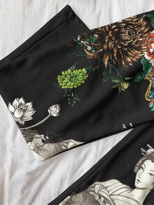 Attitoon Women's Casual Vintage Low Waist Straight Leg Sweatpants, Y2K Outfit, Tiger Print, Maid Print, Women's Autumn Clothing, Winter Clothing, 2026 Autumn/Winter, Casual, Y2K, Women's Commute Outfit, Basic Style, Cowgirl, Vintage, Back To School, Outing, School, 2000s Clothing, Vintage - Multicolor - View 8