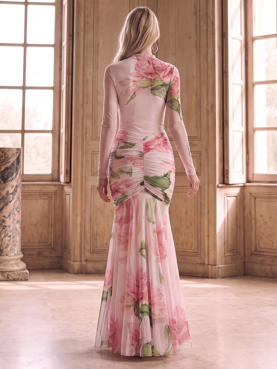 Anewsta Vestido largo de punto elástico de corte ajustado con estampado gráfico, elegante y de moda, para mujer, para fiesta, vacaciones, citas y salidas, otoño/invierno