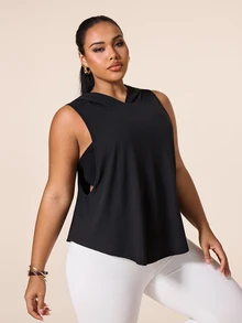 SHEIN Rhythm Era Women's Plus Size Solid Color Casual Versatile Daily Gym Active Travel Sports T-Shirt Black Summer - Black - View 5