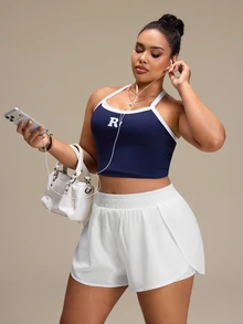 SHEIN Rhythm Era Casual Versatile White Slimming Sports Shorts With Storage Pockets Gym Sports Summer - White - View 7