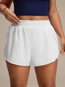 SHEIN Rhythm Era Casual Versatile White Slimming Sports Shorts With Storage Pockets Gym Sports Summer - White - View 3