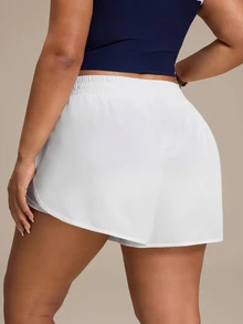 SHEIN Rhythm Era Casual Versatile White Slimming Sports Shorts With Storage Pockets Gym Sports Summer - White - View 2