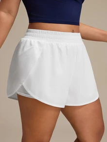 SHEIN Rhythm Era Casual Versatile White Slimming Sports Shorts With Storage Pockets Gym Sports Summer - White - View 4