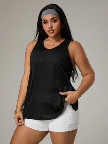 Rhythm Era Women's Solid Color Minimalist Casual Sports Tank Top Gym Sports Black Summer - Black - View 4
