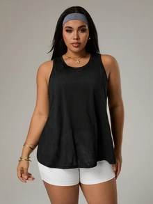 Rhythm Era Women's Solid Color Minimalist Casual Sports Tank Top Gym Sports Black Summer - Black - View 3