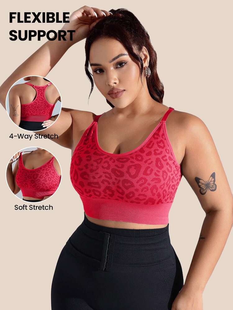 Rhythm Era Red Print Comfortable Sports Bra Gym Sports Summer - Fiery Red - View 1