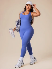 Rhythm Era Plus Size Seamless Women Sports Jumpsuit - Purple - View 6