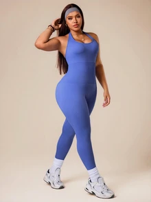 Rhythm Era Plus Size Seamless Women Sports Jumpsuit - Purple - View 5