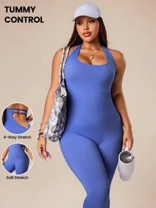 Rhythm Era Plus Size Seamless Women Sports Jumpsuit - Purple - View 1
