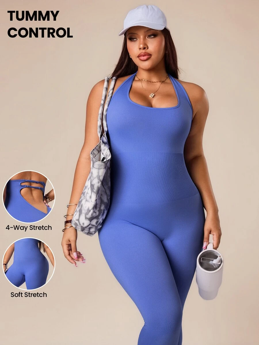 Rhythm Era Plus Size Seamless Women Sports Jumpsuit - Purple - View 1