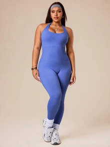 Rhythm Era Plus Size Seamless Women Sports Jumpsuit - Purple - View 3