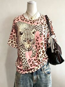Lalippa 女款 T-shirt 女款街頭風上衣 街頭風格 圖案短袖 T-shirt 可愛夏季上衣 - 彩色 - 查看 1