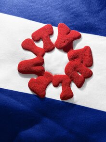 ROMWE MEN 男士條紋藝術字體泡泡印花連帽衛衣（隨機圖案） - 彩色 - 查看 8