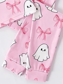 1 Set Girls' Tight Long Sleeve Pants Style 5-In-1 Black Print High Elasticity Skin-Friendly Soft Knit Fabric Halloween Birthday Autumn Snug Fit - Multicolor - View 5