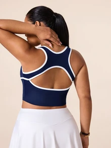 SHEIN Rhythm Era Women's Spring/Summer Casual Minimalist Colorblock Plus Size Sports T-Shirt Tank Top Tennis Gym Navy Blue - Navy Blue - View 2