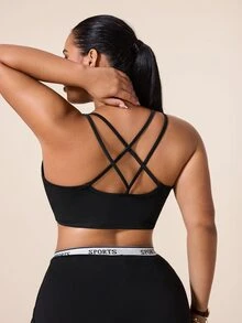 SHEIN Unity Women's Plus Size Solid Color Seamless Sports Tank Top Gym Pilates Black And White Summer - Black - View 2