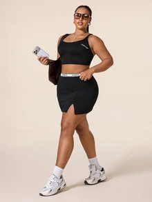 SHEIN Unity Women's Plus Size Solid Color Seamless Sports Tank Top Gym Pilates Black And White Summer - Black - View 6