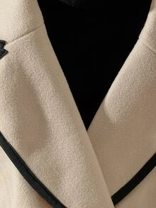 Reflora Plus Size Autumn/Winter Padded Colorblock Overcoat - Khaki - View 4