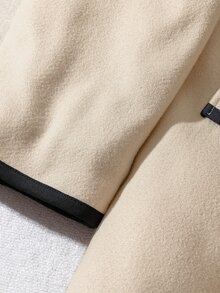 Reflora Plus Size Autumn/Winter Padded Colorblock Overcoat - Khaki - View 5