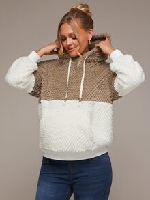 SHEIN Maternity Casual Colorblock Hooded Sweatshirt, Autumn/Winter - Multicolor - View 5