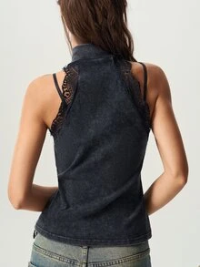 Bohemela Casual Solid Color Knit Women's Tank Top - Black - View 8
