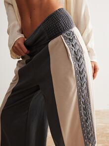 Bohemela Women's Casual Solid Color Knit Loose Wide-Leg Sweatpants - Dark Grey - View 2