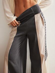 Bohemela Women's Casual Solid Color Knit Loose Wide-Leg Sweatpants - Dark Grey - View 7