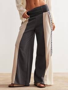 Bohemela Women's Casual Solid Color Knit Loose Wide-Leg Sweatpants - Dark Grey - View 5