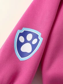 Maija Kids SHEIN | PAW Patrol Maija Kids 女童可愛休閒百搭粉色字母印花連帽秋季運動衫 - 粉色 - 查看 7