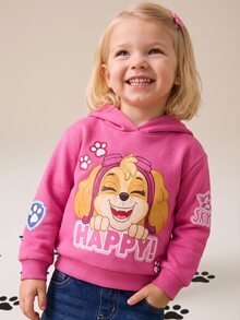 Maija Kids SHEIN | PAW Patrol Maija Kids 女童可愛休閒百搭粉色字母印花連帽秋季運動衫 - 粉色 - 查看 3