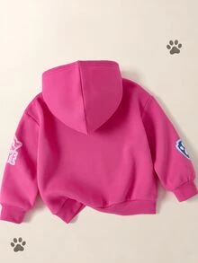 Maija Kids SHEIN | PAW Patrol Maija Kids 女童可愛休閒百搭粉色字母印花連帽秋季運動衫 - 粉色 - 查看 4