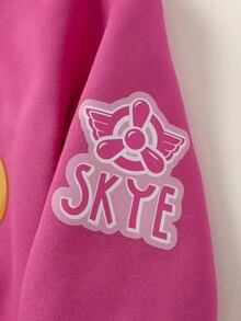 Maija Kids SHEIN | PAW Patrol Maija Kids 女童可愛休閒百搭粉色字母印花連帽秋季運動衫 - 粉色 - 查看 6