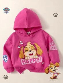 Maija Kids SHEIN | PAW Patrol Maija Kids 女童可愛休閒百搭粉色字母印花連帽秋季運動衫 - 粉色 - 查看 2