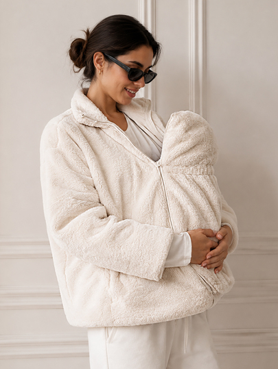 SHEIN Maternity Comfortable Zipper Long Sleeve Pocket 3-In-1 Jacket Fall