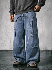 AXEPEAK Men's Black & Gray Washed Denim Jeans With Airplane Button Detail, Fashion - Multicolor - View 1