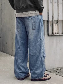 AXEPEAK Men's Black & Gray Washed Denim Jeans With Airplane Button Detail, Fashion - Multicolor - View 5