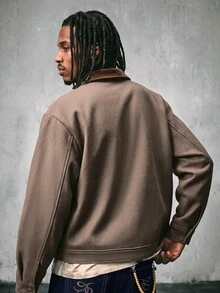 AXEPEAK Men's Zipper Casual Versatile Daily Travel Long Sleeve Jacket - Khaki - View 6
