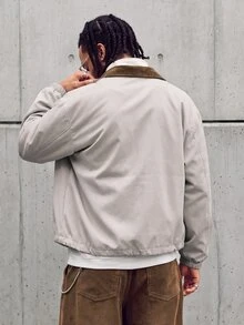 AXEPEAK Fashionable Versatile Turn-Down Collar Long Sleeve Men's Jacket - Apricot - View 2