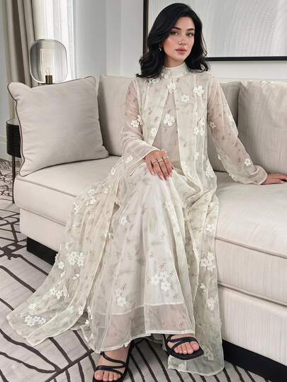 Yasmyna Women's Floral Elegant Casual Arabian Dress